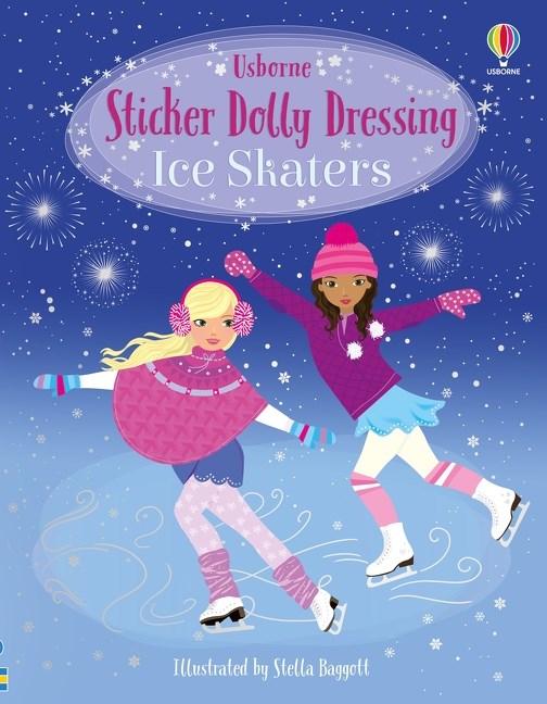 sticker dolly dressing winter wonderland Ice Skaters Celisse Black velvet glitter sheath Color:English-Rose With 12 scenes to