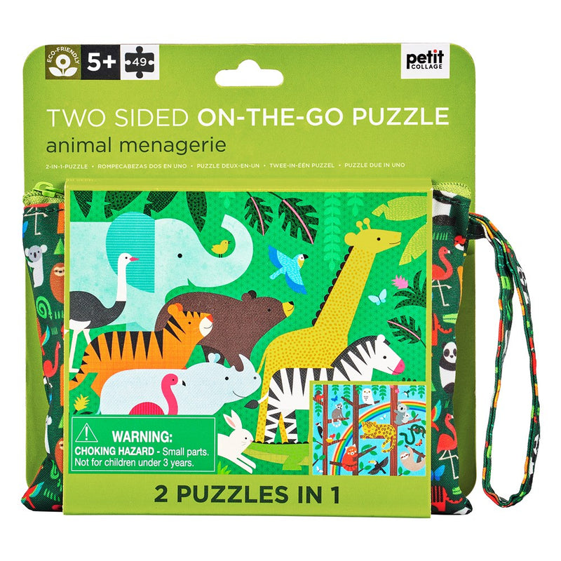 Two-Sided On-the-Go Puzzle Animal Menagerie