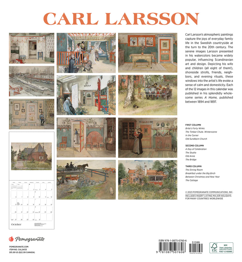 Carl Larsson 2024 Wall Calendar