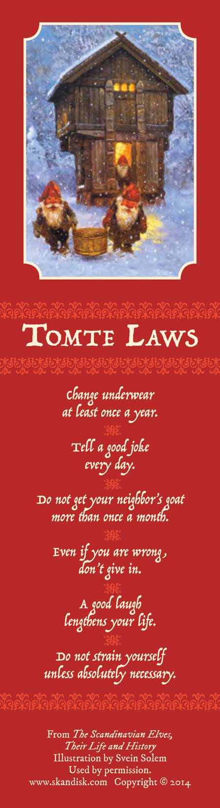 Tomte Writing Tomte Laws Bookmark
