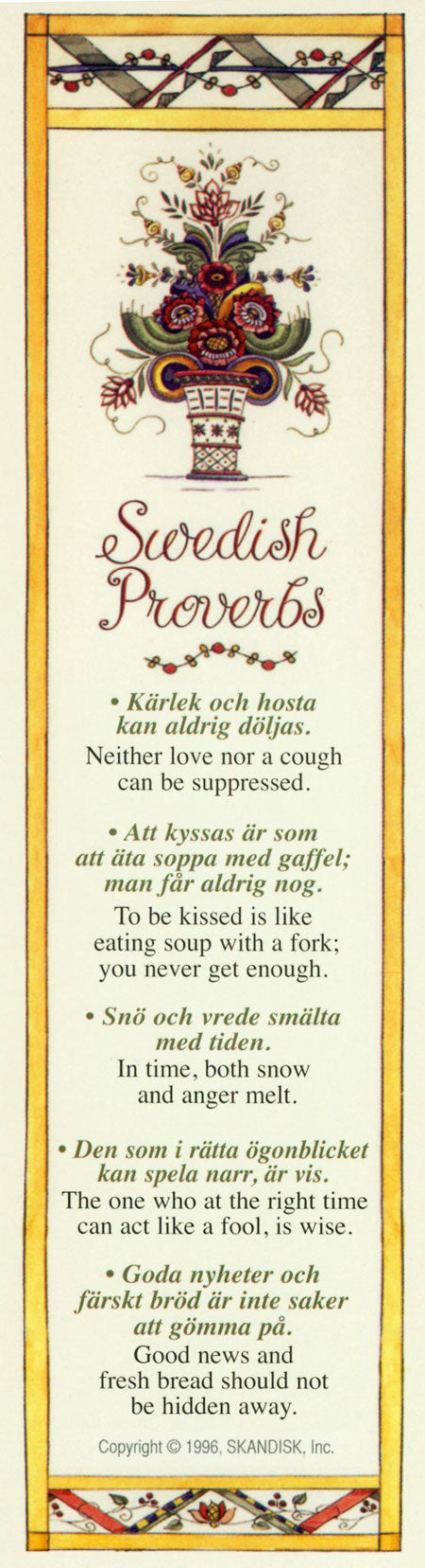 Swedish Proverbs Bookmark (Yellow)