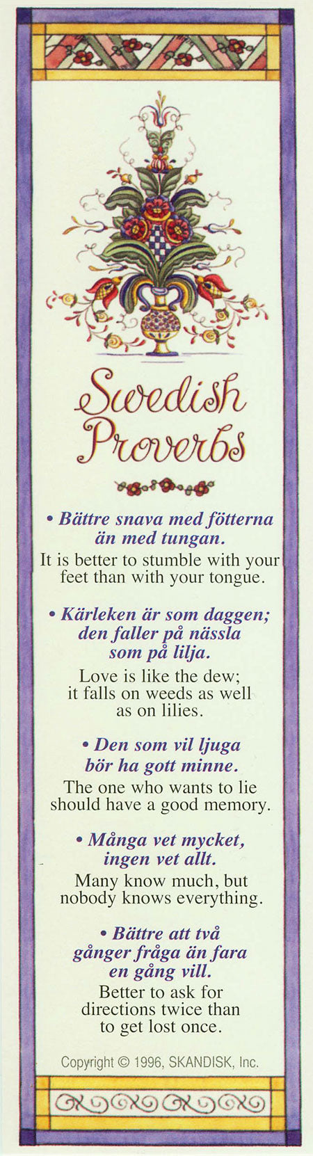Swedish Proverbs Bookmark (Blue)